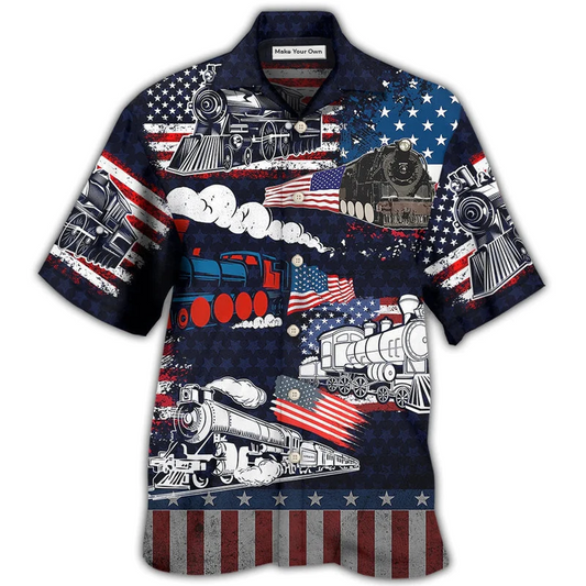Hawaiian Shirt / Adults / S Train Independence Day - Hawaiian Shirt - Reefox