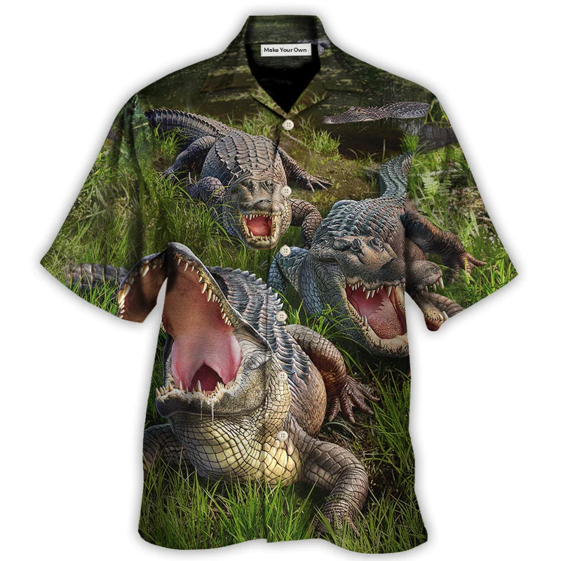 Hawaiian Shirt / Adults / S Crocodile The Crocodile Cannot Turn Its Head - Hawaiian Shirt - Reefox