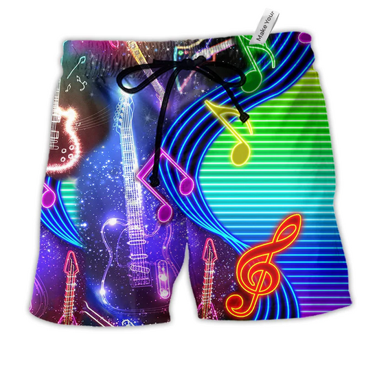 Beach Short / Adults / S Music Guitar Love Light Neon - Beach Short Reefox - Owls Matrix LTD