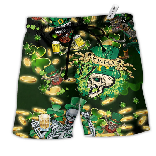 Beach Short / Adults / S Irish Skull Love Beer - Beach Short Reefox - Owls Matrix LTD