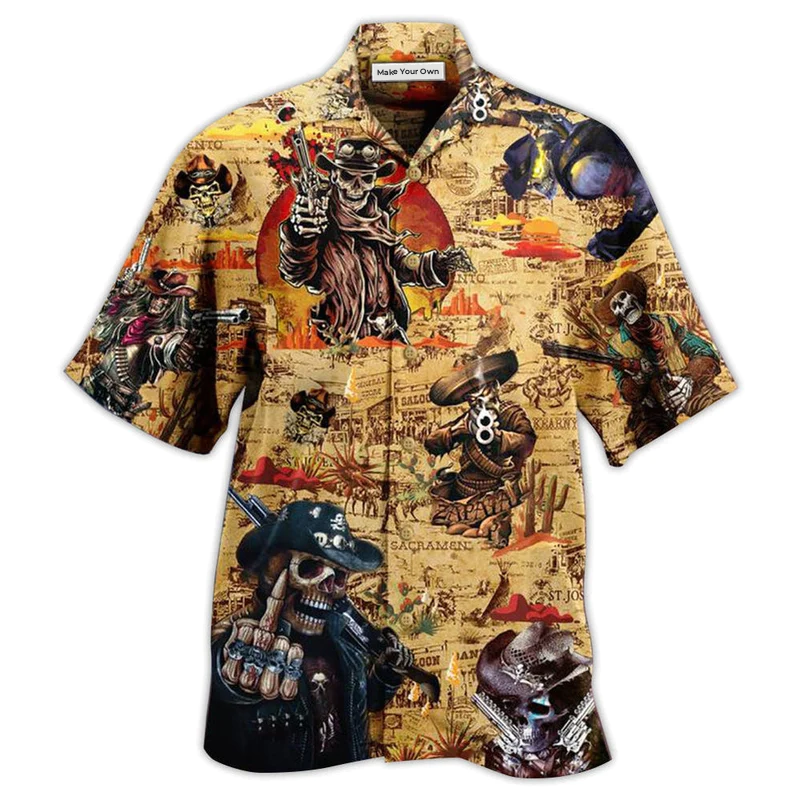 Hawaiian Shirt / Adults / S Cowboy Skull Pirates Love Life Vintage - Hawaiian Shirt - Reefox