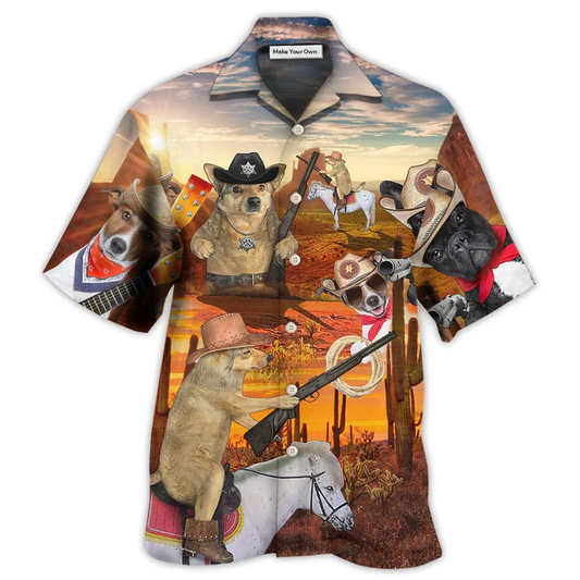 Hawaiian Shirt / Adults / S Cowboy Dog Love Life Funny - Hawaiian Shirt - Reefox