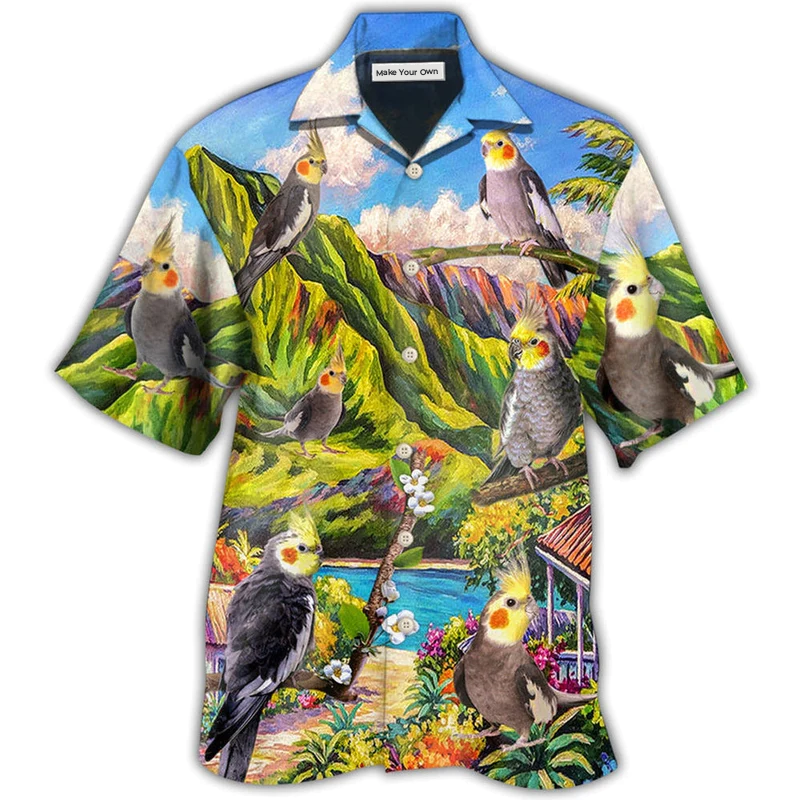 Hawaiian Shirt / Adults / S Parrot Cockatiel Beautiful Landscape - Hawaiian Shirt - Reefox