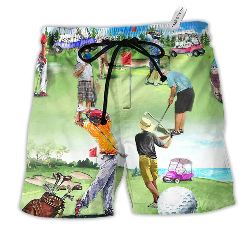 Beach Short / Adults / S Golf Eat Sleep Golf Repeat - Beach Short Reefox - Owls Matrix LTD
