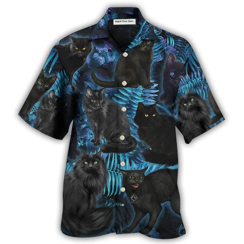 Hawaiian Shirt / Adults / S Black Cat Midnight In Jungle - Hawaiian Shirt - Reefox