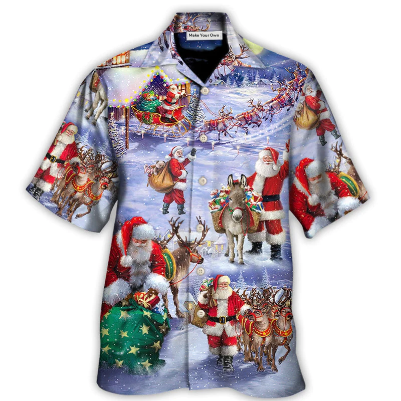 Hawaiian Shirt / Adults / S Christmas Santa Claus Story Night Gift For Xmas Painting Style - Hawaiian Shirt - Reefox