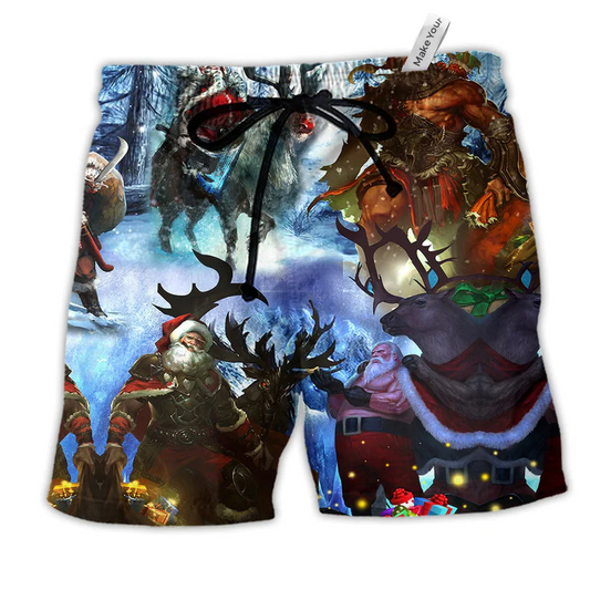 Beach Short / Adults / S Christmas Stay Cool Santa Claus - Beach Short Reefox - Owls Matrix LTD