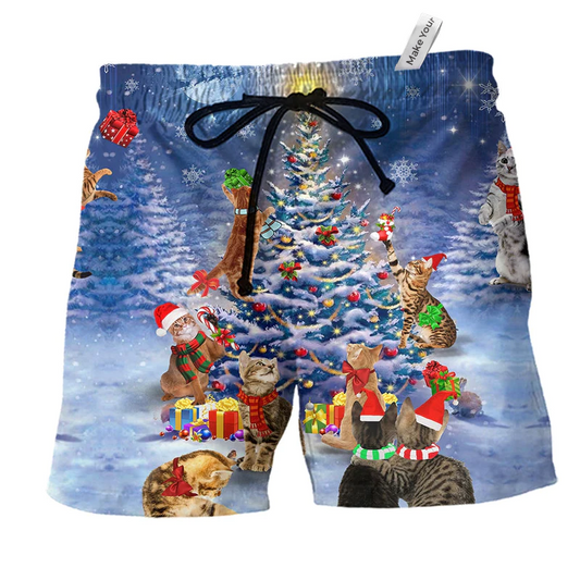 Beach Short / Adults / S Cats Love Christmas Everytime - Beach Short Reefox - Owls Matrix LTD
