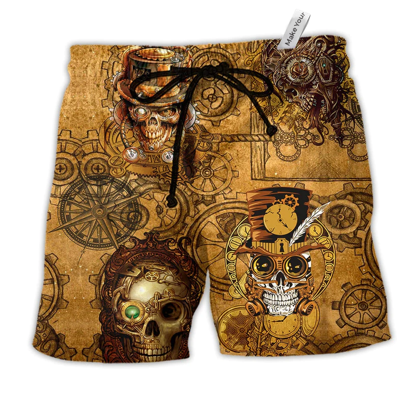 Beach Short / Adults / S Skull Pirates Retro Style - Beach Short Reefox - Owls Matrix LTD