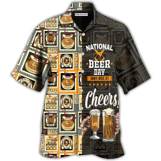 Hawaiian Shirt / Adults / S Beer National Beer Day Cheers - Hawaiian Shirt - Reefox