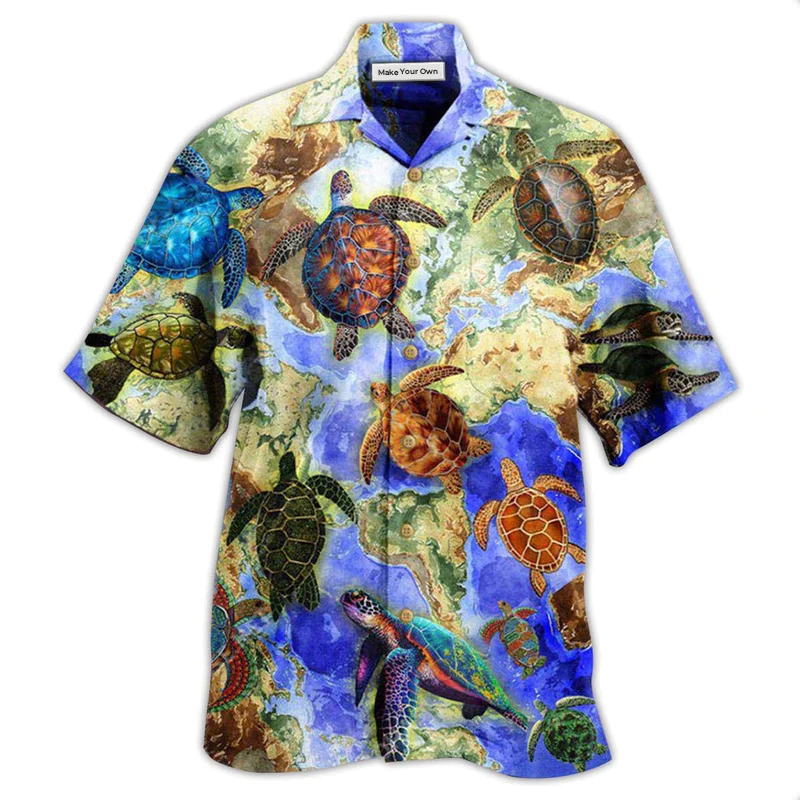 Hawaiian Shirt / Adults / S Turtle Swim Around The World - Hawaiian Shirt - Reefox