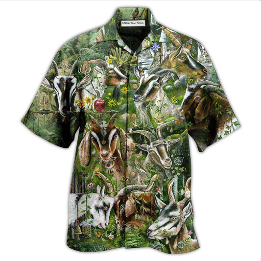 Hawaiian Shirt / Adults / S Goat Wild Goat Love Forest - Hawaiian Shirt - Reefox