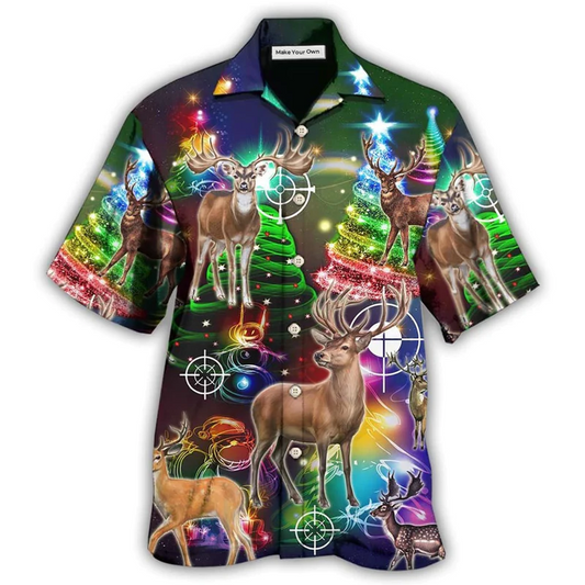 Hawaiian Shirt / Adults / S Hunting Deer Lover Amazing Merry Christmas - Hawaiian Shirt - Reefox