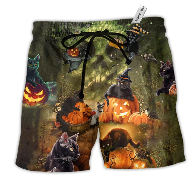 Beach Short / Adults / S Halloween Black Cat May Luck Be Yours On Halloween Night - Beach Short Reefox - Owls Matrix LTD