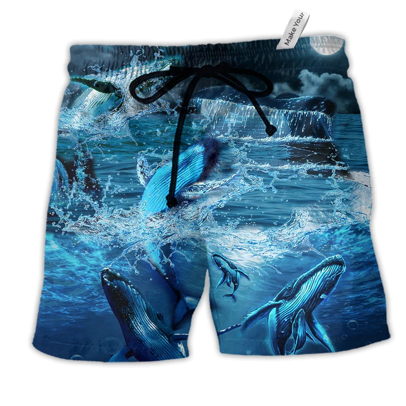 Beach Short / Adults / S Whale Love Ocean Blue - Beach Short Reefox - Owls Matrix LTD