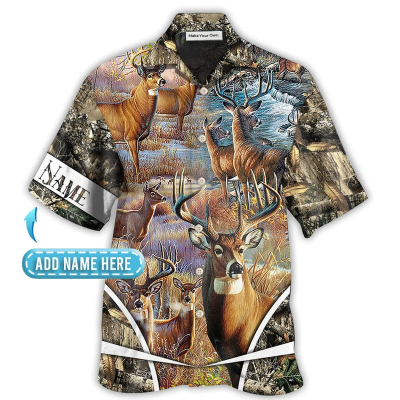 Hawaiian Shirt / Adults / S Hunting Deer Hunting Cool Forest Personalized - Hawaiian Shirt - Reefox