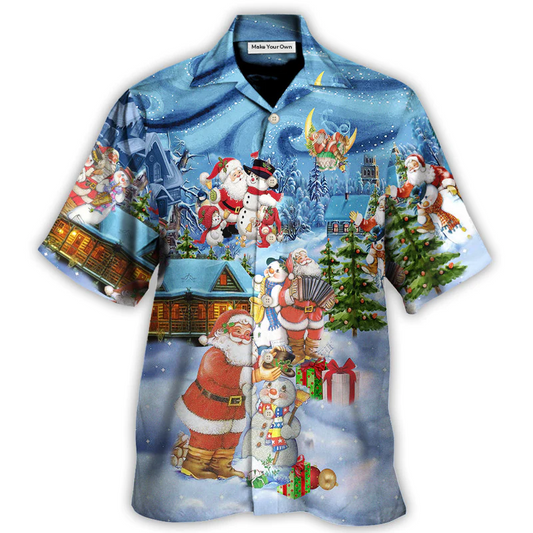 Hawaiian Shirt / Adults / S Christmas Santa And Snowman Best Friends - Hawaiian Shirt - Reefox