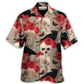 Hawaiian Shirt / Adults / S Skull With Rose Flower And Raven Gothic Style - Hawaiian Shirt - Reefox