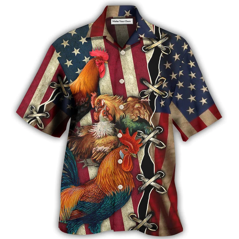 Hawaiian Shirt / Adults / S Chicken Celebrating Independence Day - Hawaiian Shirt - Reefox