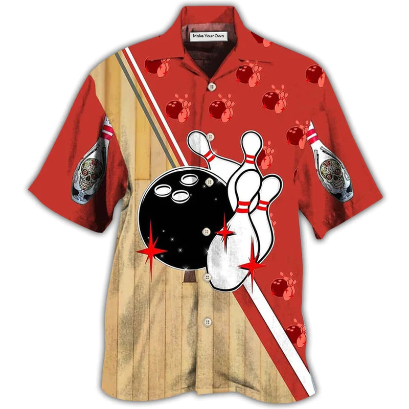 Hawaiian Shirt / Adults / S Bowling Awesome Ball Skull - Hawaiian Shirt - Reefox