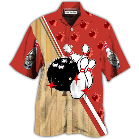 Hawaiian Shirt / Adults / S Bowling Awesome Ball Skull - Hawaiian Shirt - Reefox