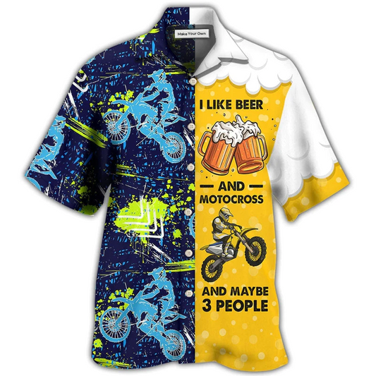 Hawaiian Shirt / Adults / S Beer I Like Beer And Motocross - Hawaiian Shirt - Reefox