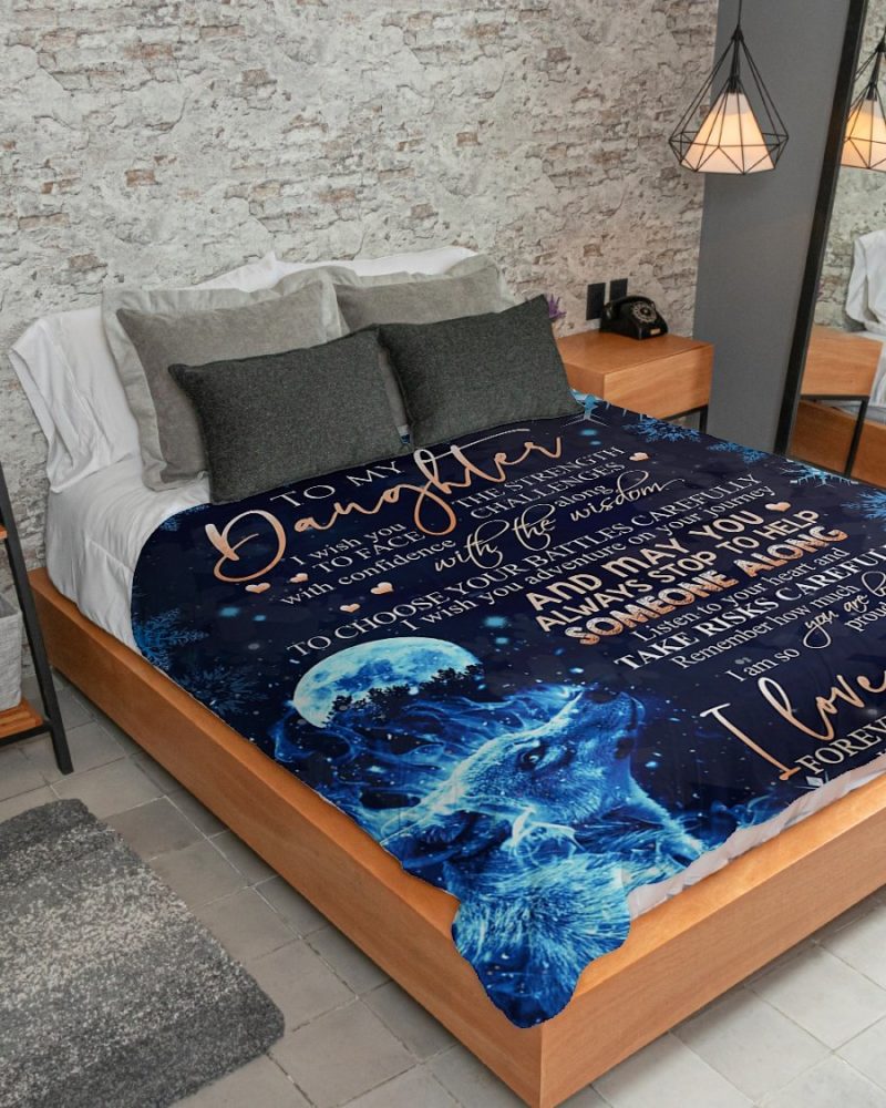 Wolf To My Daughter Flannel Blanket For Living Room And Bedroom Styling