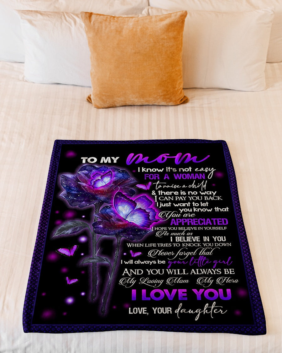 Butterfly To My Mom Butterfly My Loving Mom Flannel Blanket For Relaxing At Home And Travel