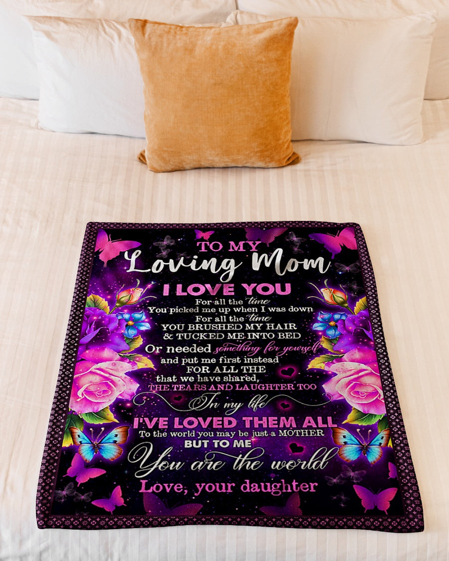 Family To My Mom You Will Always Be My Loving Mom Butterfly Rose Flannel Blanket For Relaxing At Home And Travel