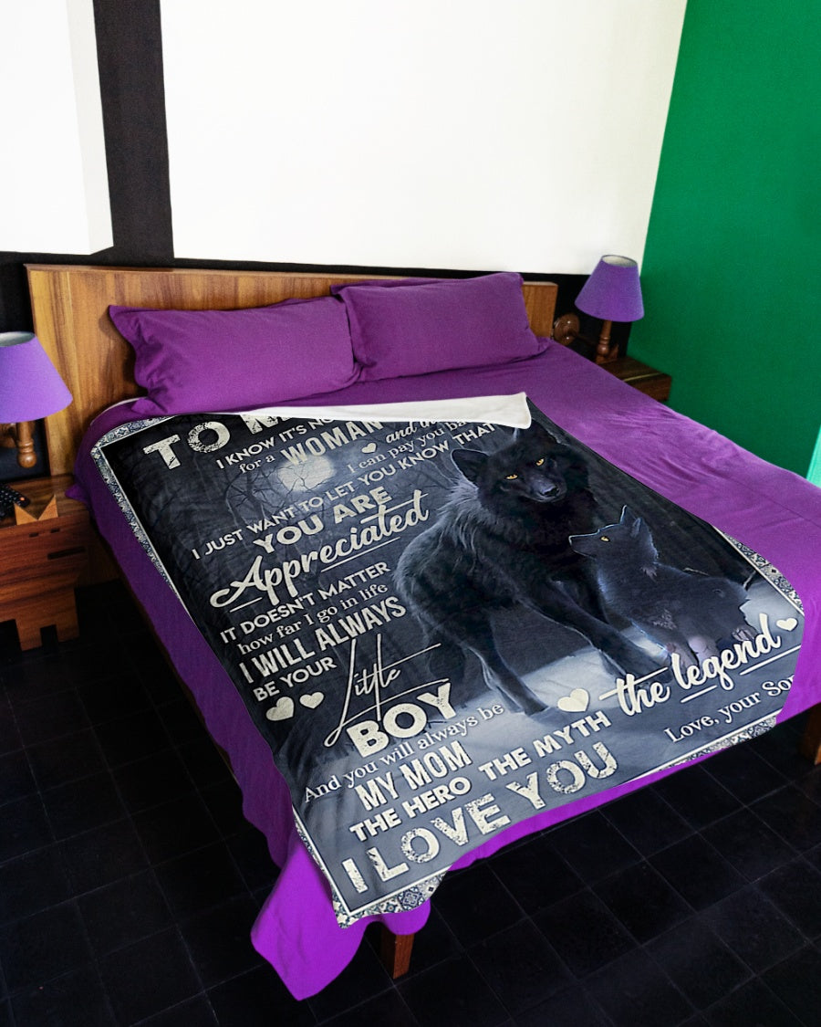 Wolf To My Mom Wolf You Are Appreciated Flannel Blanket For Bed Sofa And Reading Nook Decor