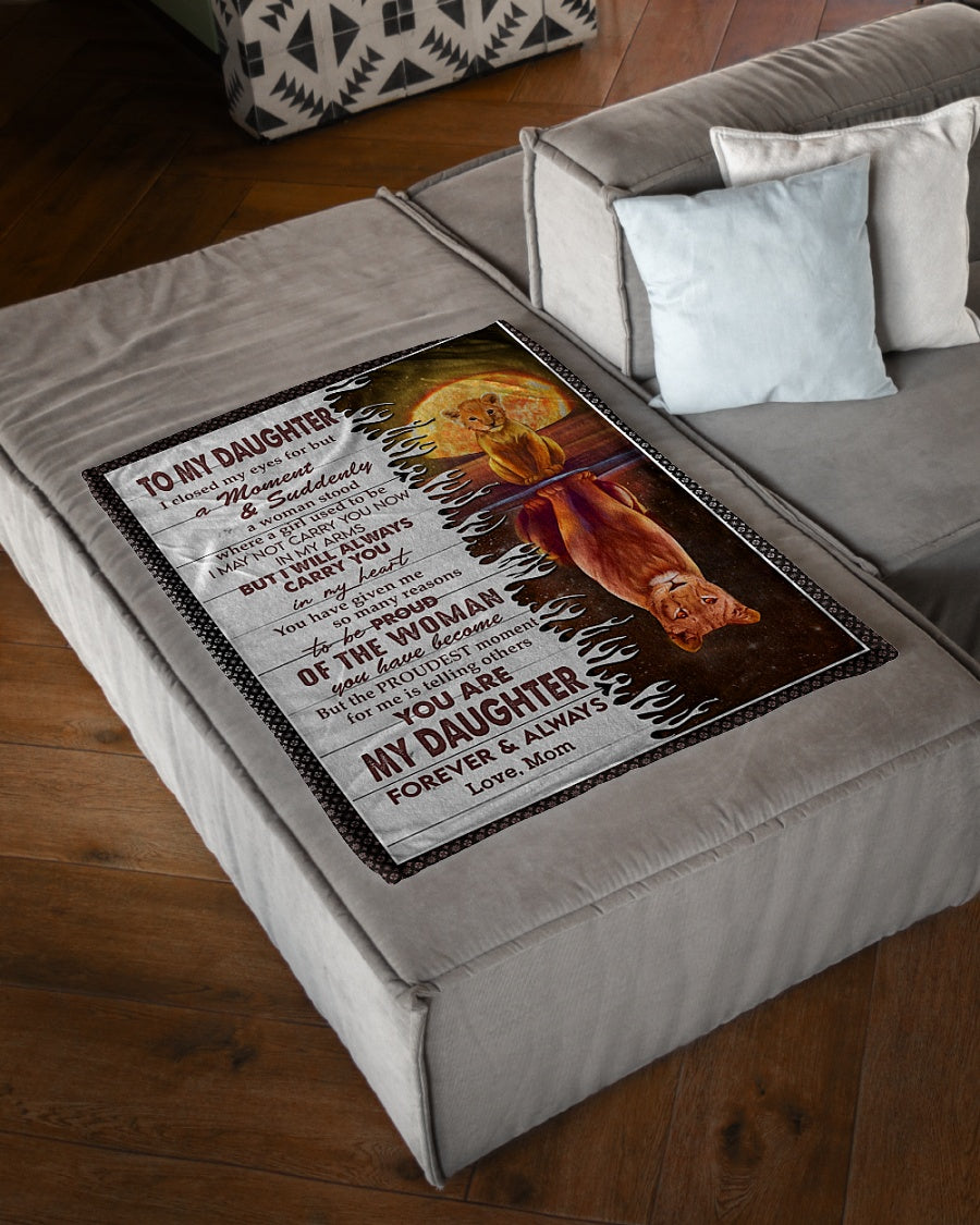 Lion Carry You In My Heart Daughter Gift Flannel Blanket For Living Room And Bedroom Styling