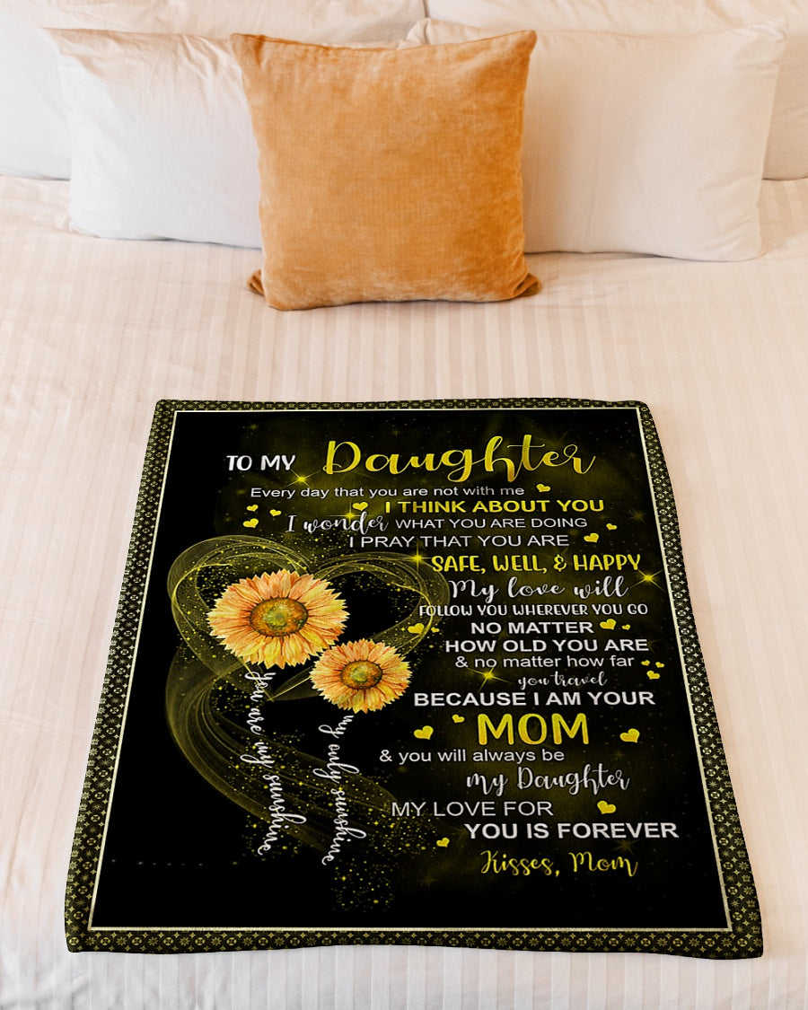 Sunflower I Think About You Flannel Blanket For Relaxing At Home And Travel