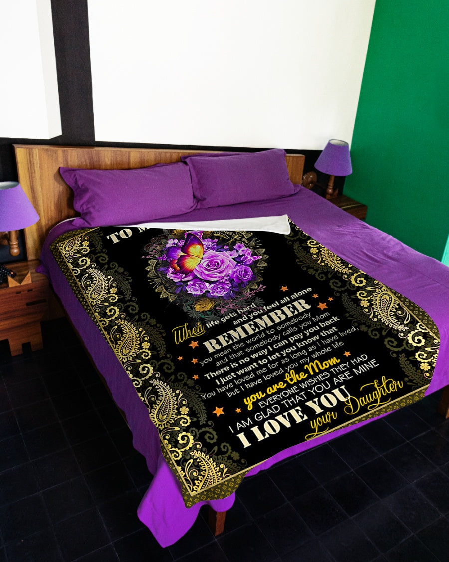 Rose To My Mom Rose Butterfly When Life Flannel Blanket For Bed Sofa And Reading Nook Decor