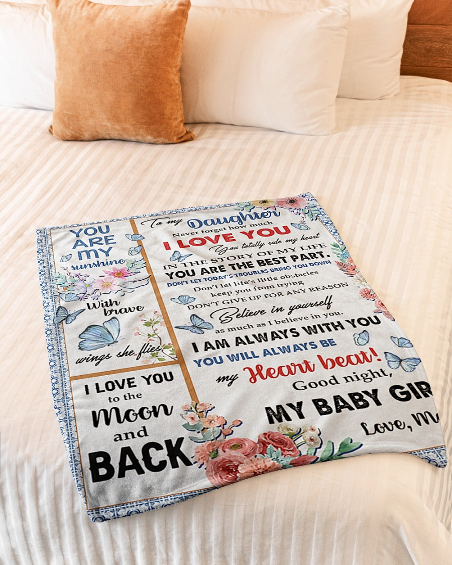 Butterfly Warm Sunshine Love Daughter Gift Flannel Blanket For Soft Bed Couch And Home Comfort