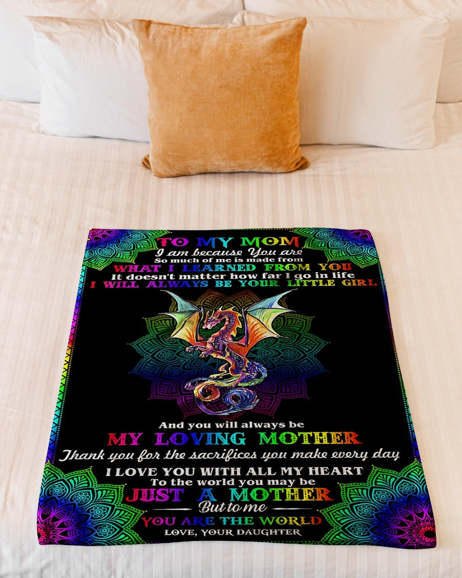 Dragon Love To My Mom Dragon Thank You Flannel Blanket For Relaxing At Home And Travel