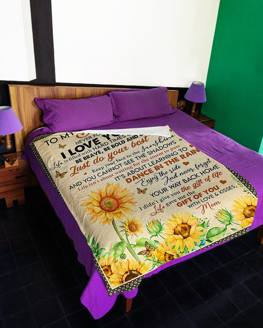 Sunflower I Love You Daughter Gift Flannel Blanket For Bed Sofa And Reading Nook Decor