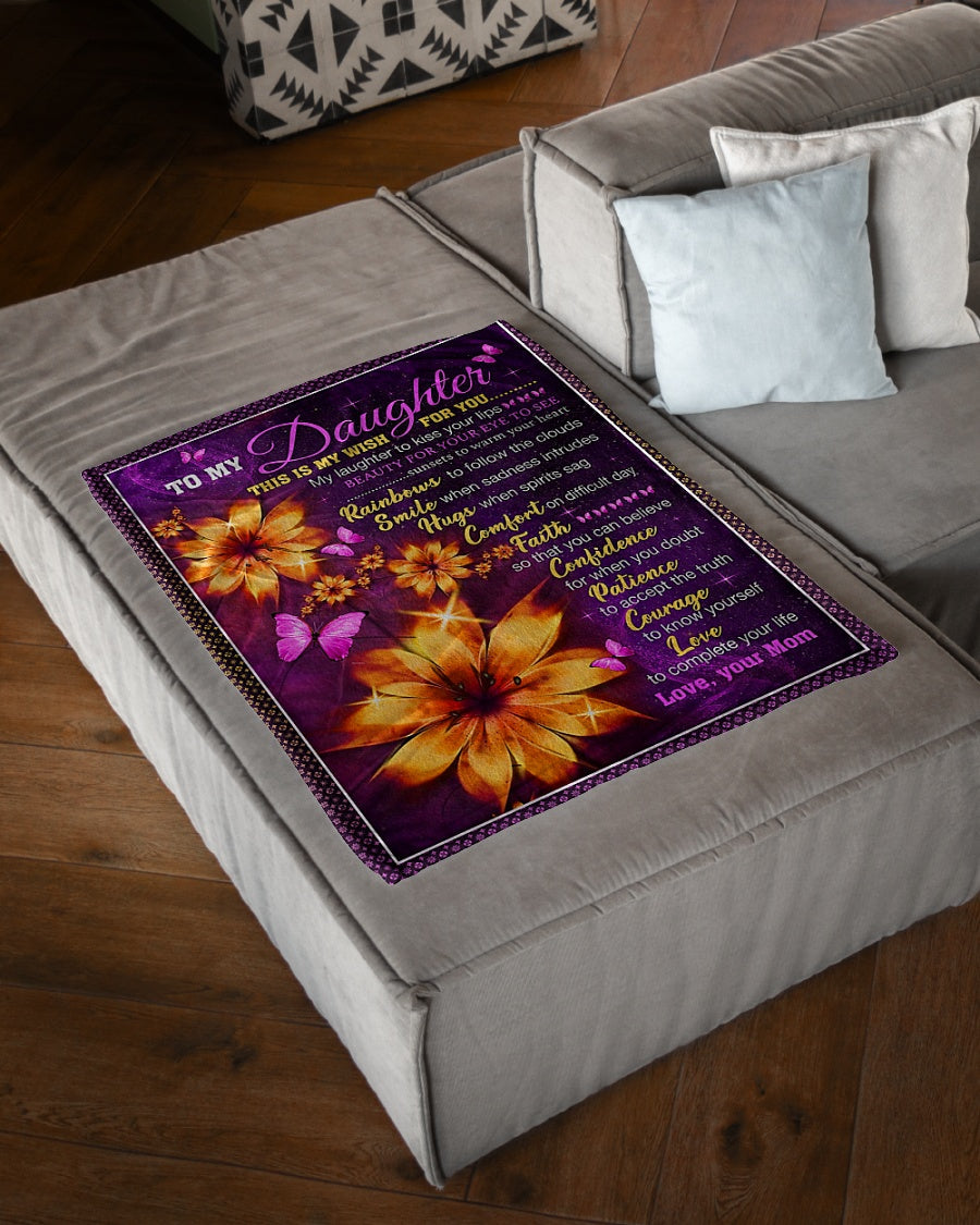 Flower My Wish For You Mom To Daughter Flannel Blanket For Living Room And Bedroom Styling