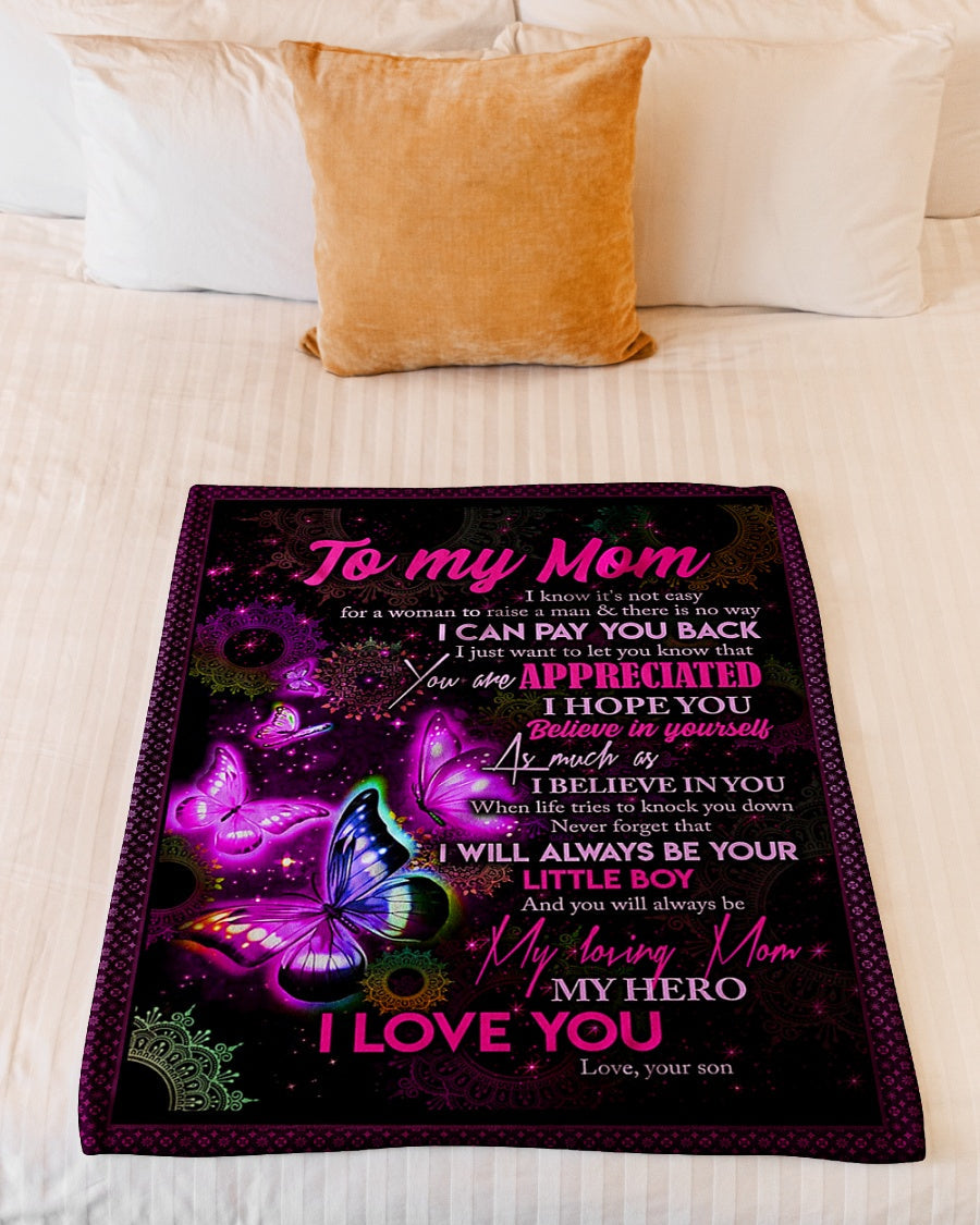 Butterfly To My Mom Butterfly You Are Appreciated Flannel Blanket For Relaxing At Home And Travel