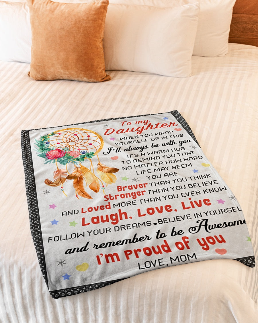 Family Love I'm Proud Of You Daughter Gift Flannel Blanket For Soft Bed Couch And Home Comfort