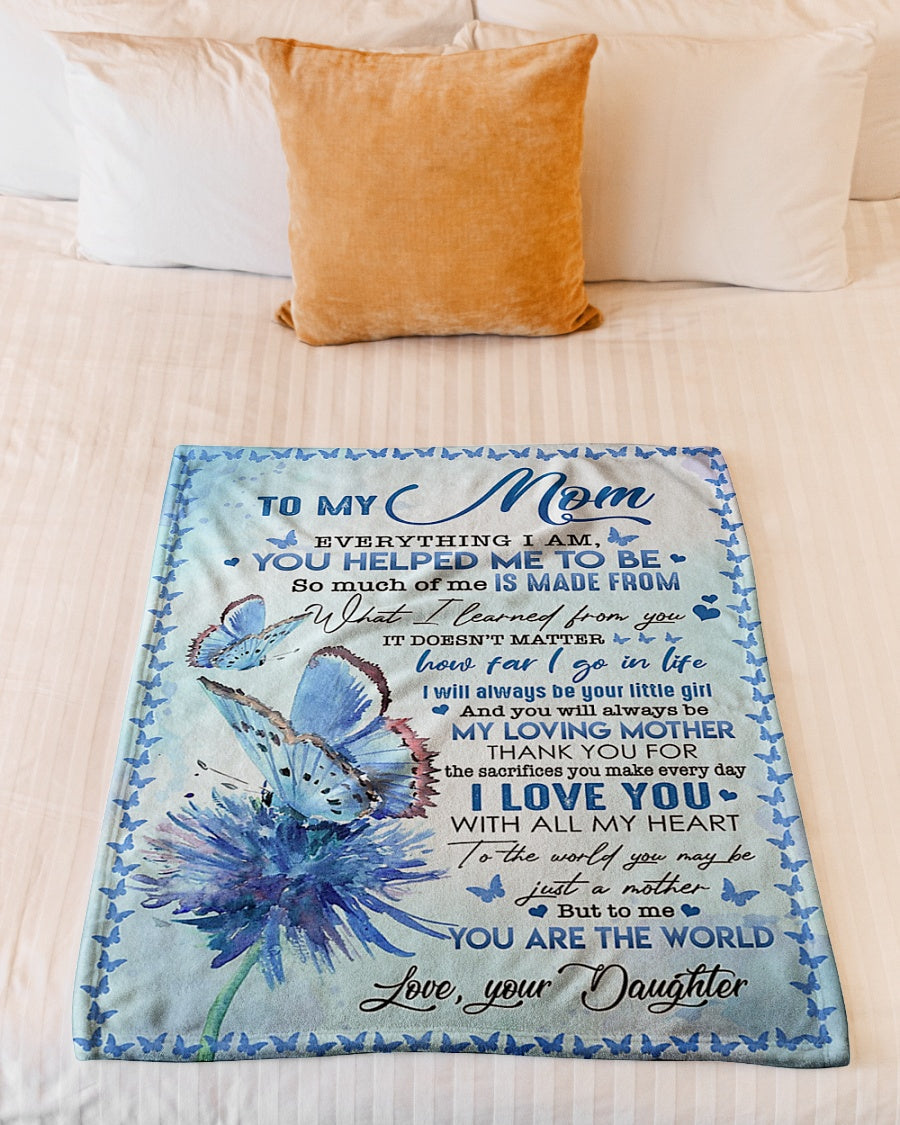 Butterfly Beloved Mother Message I Love You Flannel Blanket For Relaxing At Home And Travel