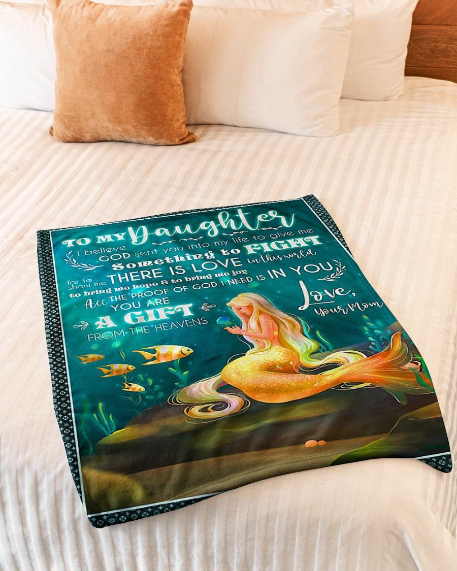 Mermaid God Sent You Into My Life Mom To Daughter Flannel Blanket For Soft Bed Couch And Home Comfort
