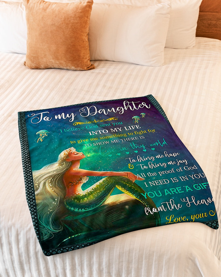 Mermaid You Are The Gift From The Heavens Mom To Daughter Lover Flannel Blanket For Living Room And Bedroom Styling