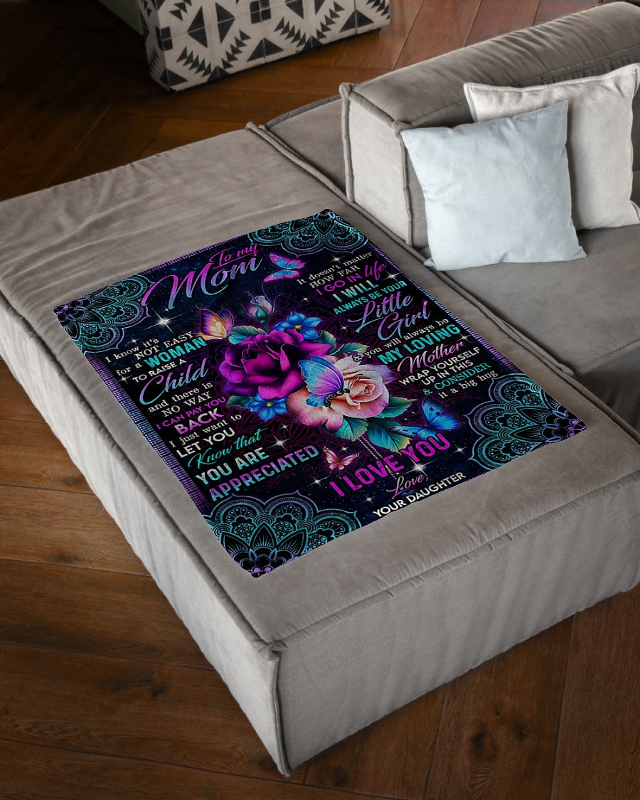 Rose Beloved Mother Message Big Hug Flannel Blanket For Living Room And Bedroom Styling