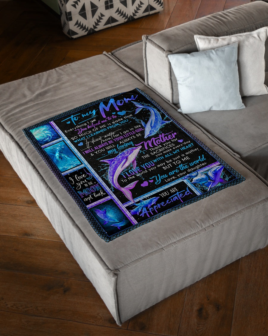Dolphin To My Mom Turtle You Are Appreciated Flannel Blanket For Living Room And Bedroom Styling