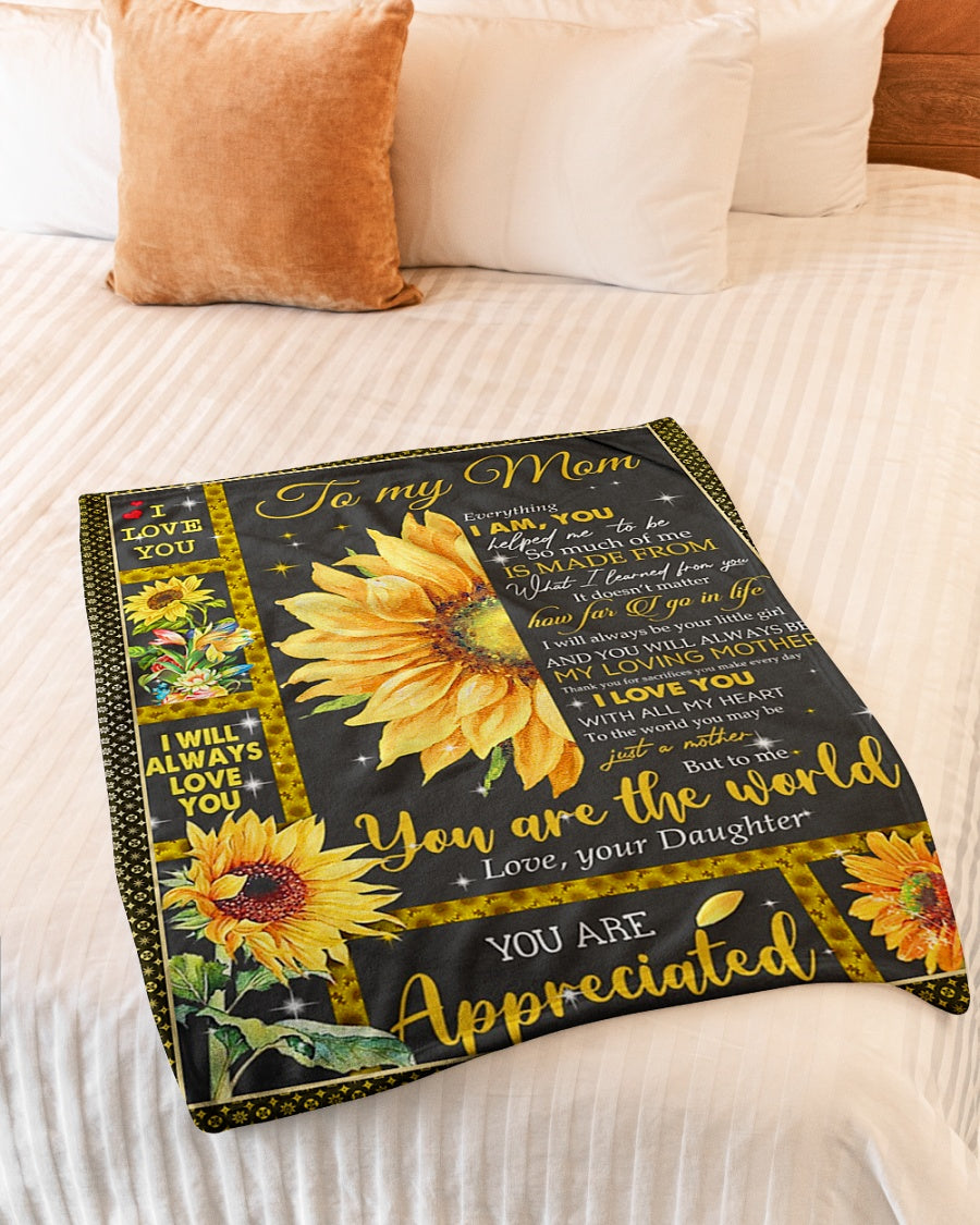 Sunflower To My Mom Flannel Blanket For Soft Bed Couch And Home Comfort