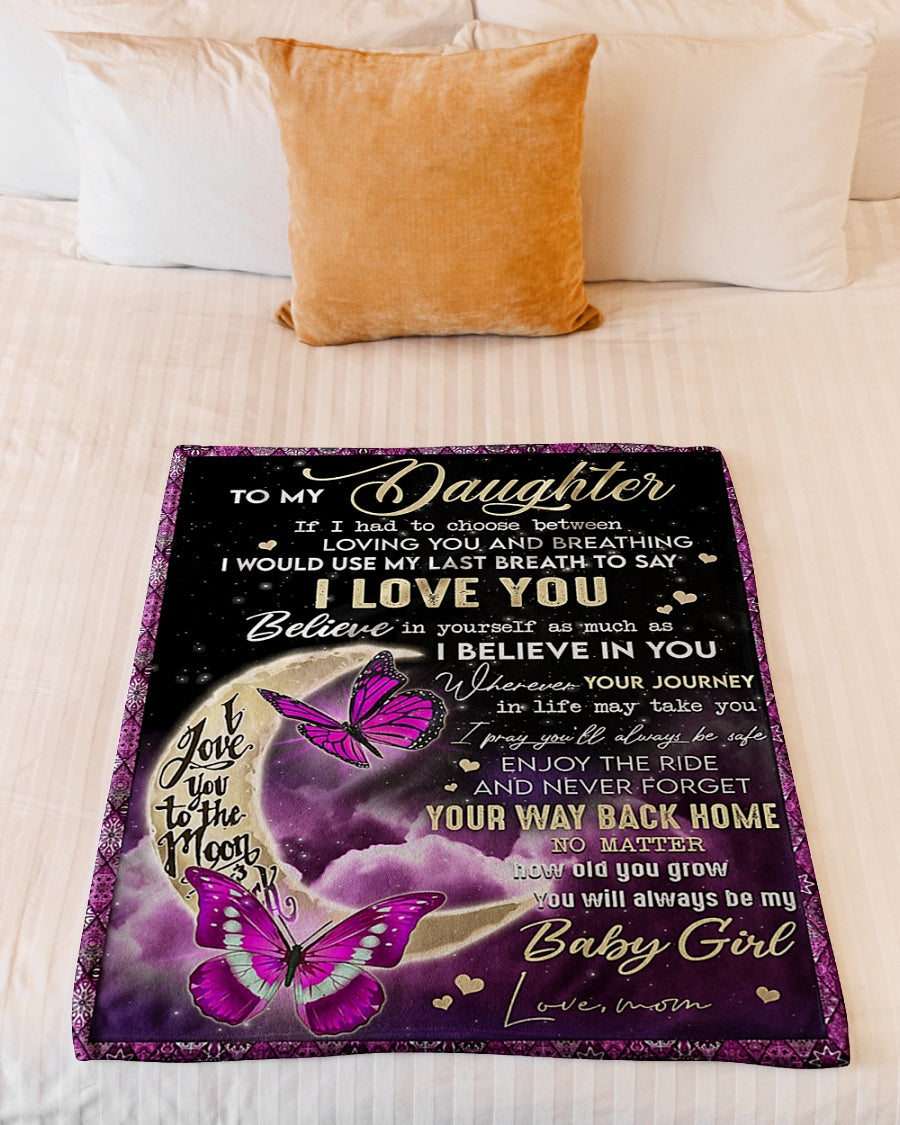 Butterfly You Way Back Home Daughter Gift I Love You Flannel Blanket For Relaxing At Home And Travel