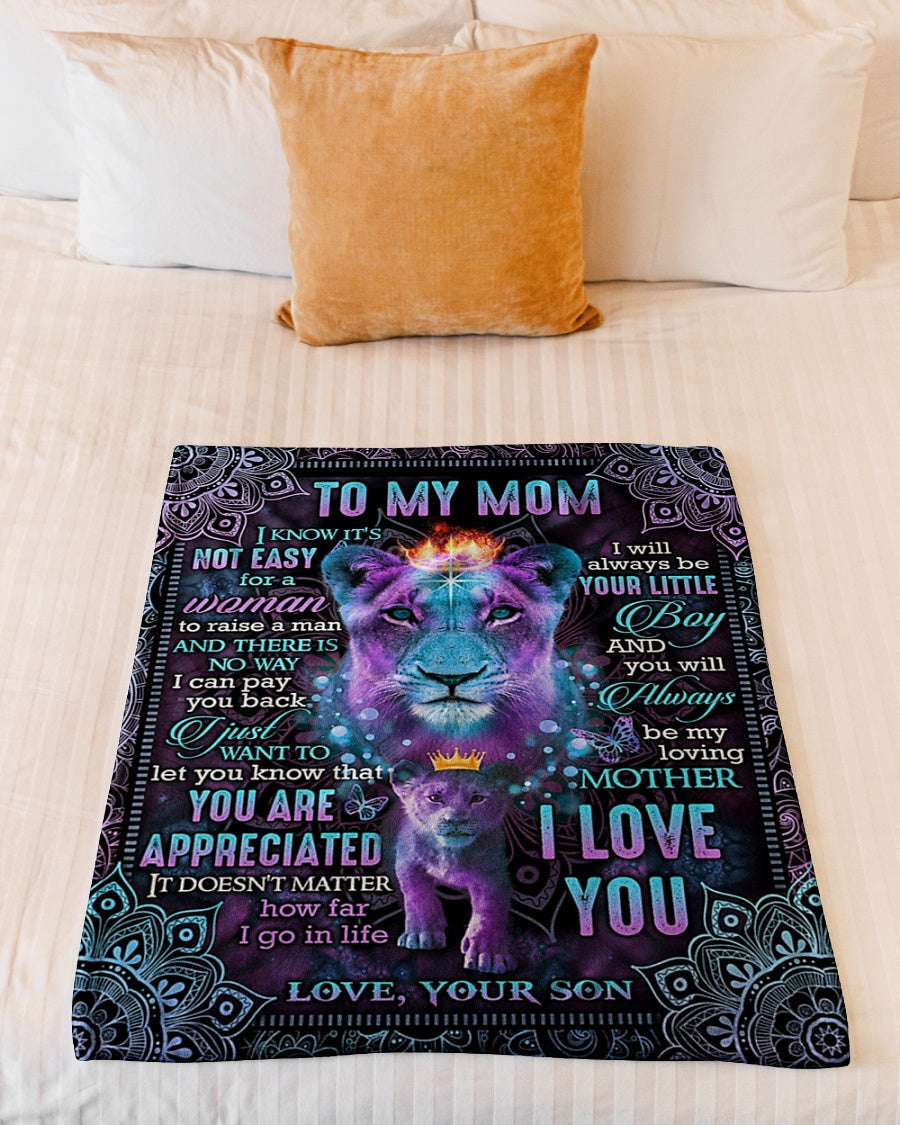 Lion Beloved Mother Message Your Little Boy Flannel Blanket For Relaxing At Home And Travel