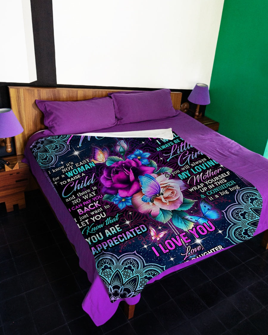 Rose Beloved Mother Message Big Hug Flannel Blanket For Cozy Home Lounging And Gifting
