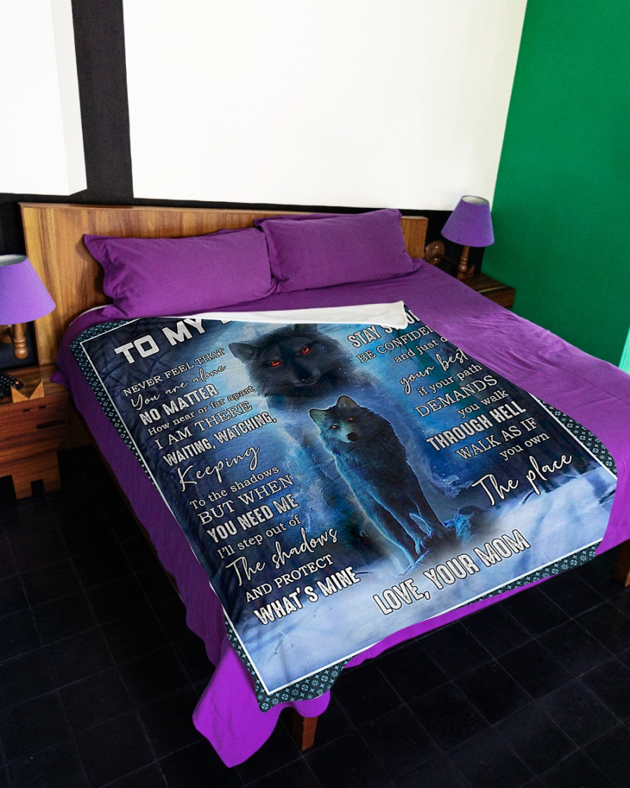 Wolf Step Out Of The Shadows Daughter Gift Flannel Blanket For Bed Sofa And Reading Nook Decor