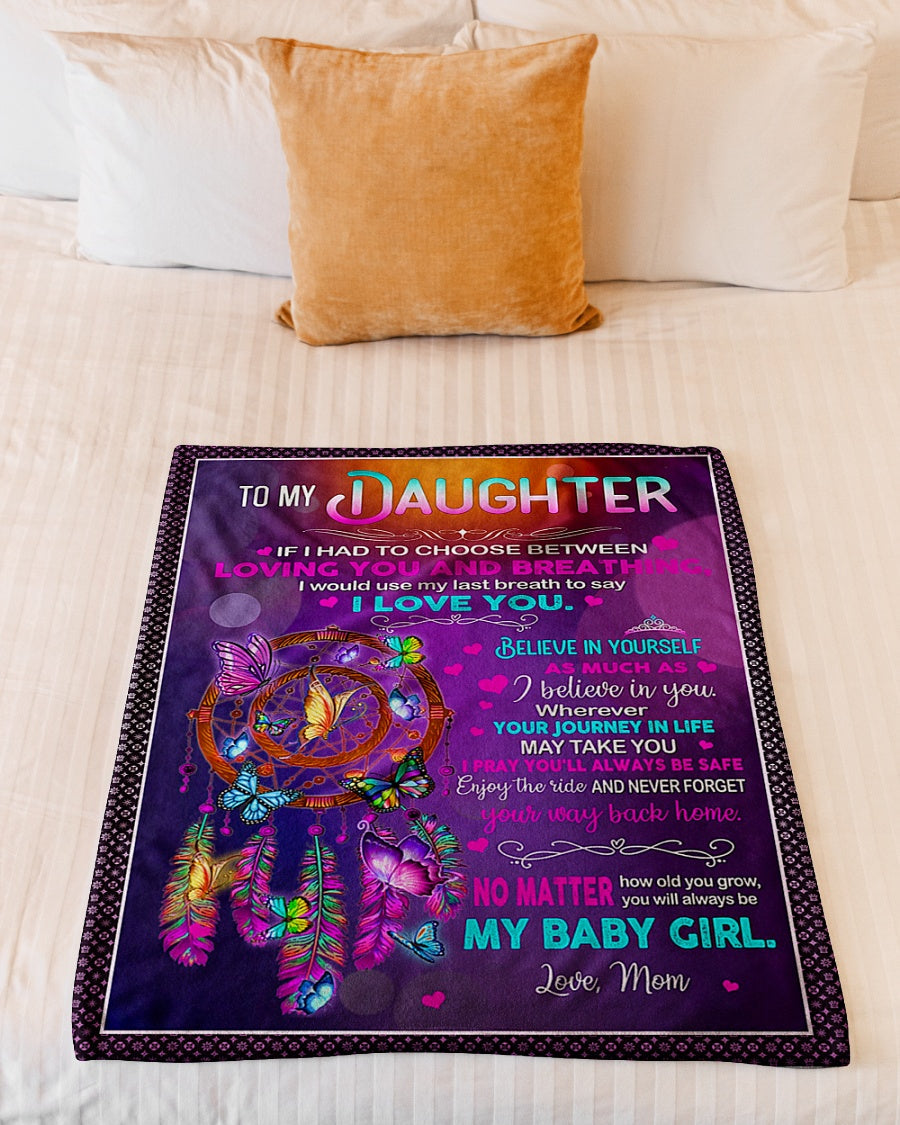 Butterfly My Baby Girl Daughter Gift Flannel Blanket For Relaxing At Home And Travel